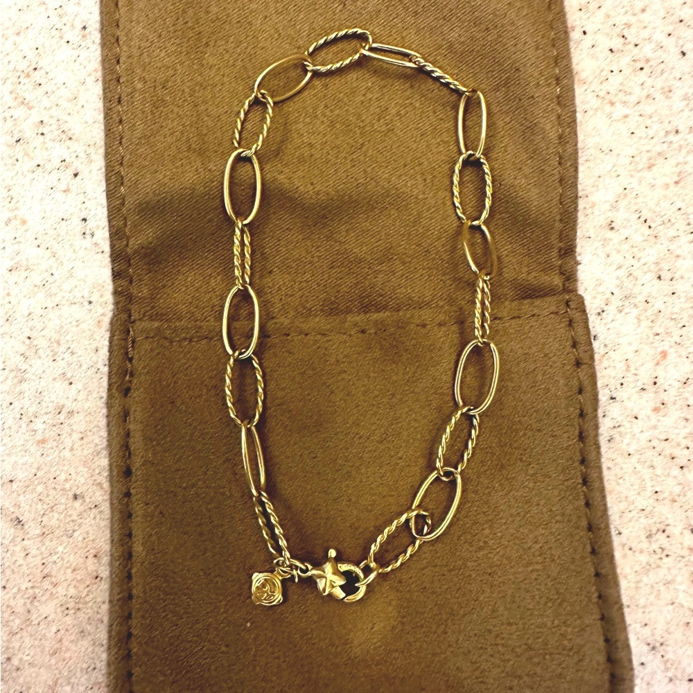 David Yurman Zig Zag Stax Elongated Oval Link Chain Bracelet 18k Gold (size L)